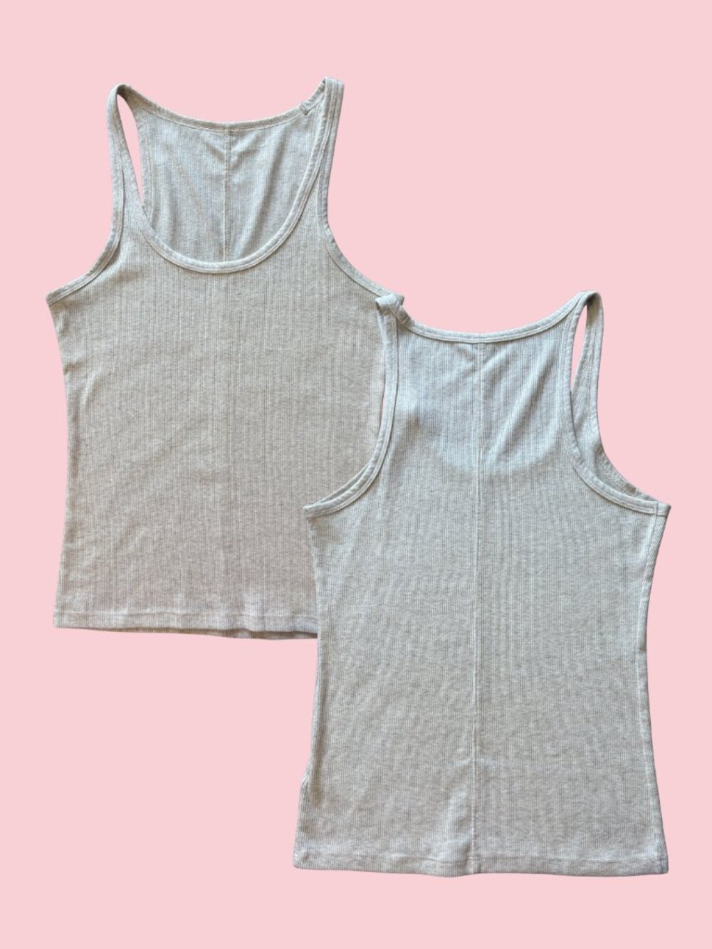 American Eagle Fitted Classic Length Scoop Tank Top, Cream/Oatmeal Color, Size L